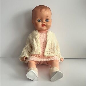 1950s Dee An Cee Baby Doll Hard Plastic Knit Clothing Shoes Blinking Eyes 19"